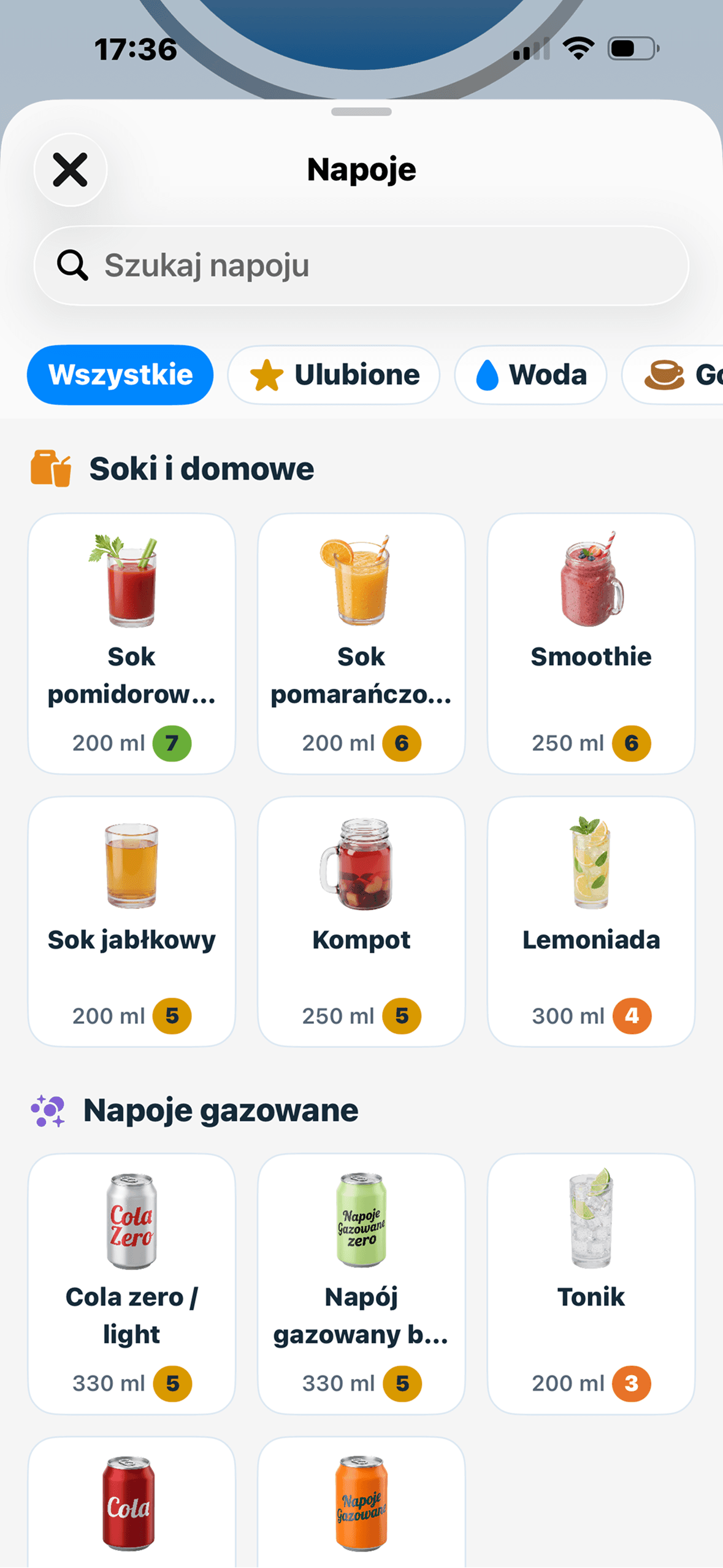 Dodawanie wypitej wody w aplikacji Woda